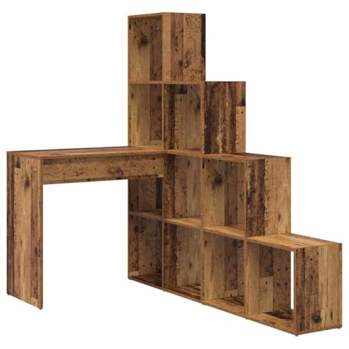 vidaXL Old Wood L Shaped Corner Desk 101.5 x 149.5 cm Modern Design Large Storage Space Scratch Resistant Easy to Keep Clean Assembly Required for Home Office