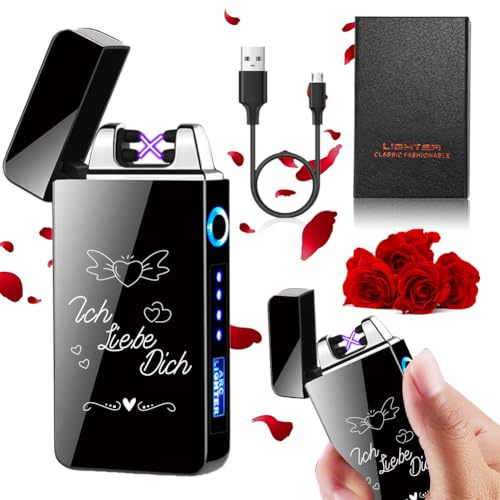 Umllpet Ich Liebe Dich Geschenk Elektronische Feuerzeug für Männer, Valentinstag Hochzeitstag Jahrestag Geburtstag Geschenke für Ihn Herren Ehemann Freund Papa, USB Elektronische Feuerzeug