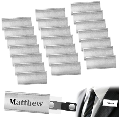 Ulluthu 20 Placa Identificativas Magnéticas con Imanes Fuertes y Aguja | tarjetas identificativas magnéticas 72mm x 31mm | placas identificativas personal | Pour Restaurant, Hôtel, Bureau, Événement