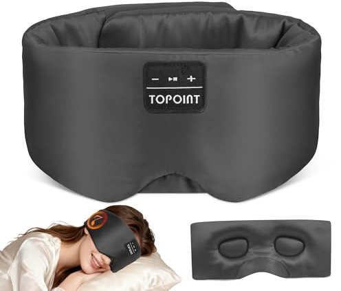 TOPOINT 3D Silk Bluetooth Sleep Mask Headphones, Mulberry Silk Eye Mask with Ultra-Thin Wireless Speakers, Bluetooth 5.4 Sleeping Headphones for Side Sleepers, Music Sleep Mask Gifts for Men Women