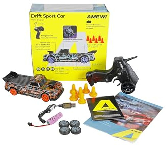 Amewi Ferngesteuertes Drift Sport Car Mini-Breaker mit Unterbodenbeleuchtung 4WD 1:24 RTR orange Kinder ab 6 Jahre