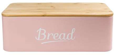CASA HEAVEN Contenitore Portapane con Coperchio in Bambù, 35x23x13 cm – Conserva Pane Fresco-Grado Alimentare, Design Elegante Rosa Chiaro XXL – Per Pane, Dolci e Snack