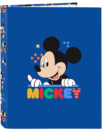 Mickey Mouse Today - Ordner mit 4 Ringen, ideal für Kinder verschiedener Altersgruppen, bequem und vielseitig, Qualität und Widerstandsfähigkeit, 26,5 x 33 cm