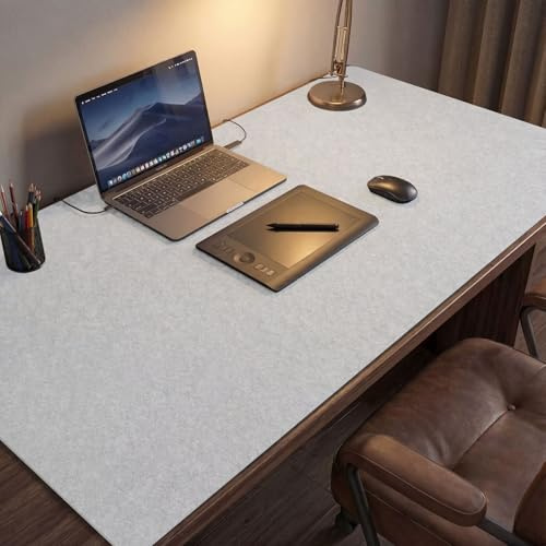 DAWNTREES 140x60 cm Desk Mat, Extra Large Mouse Pad,Felt Desk Pad Protector | Office Felt Desk Mat, Keyboard Pad, Grey, Mouse, Laptop, Desk Protector Cover Mat for Office Work