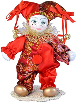 CRDARAAV 17,8 cm große Clown-Puppen Antike Puppe Porzellan für Halloween Art Craft Collection