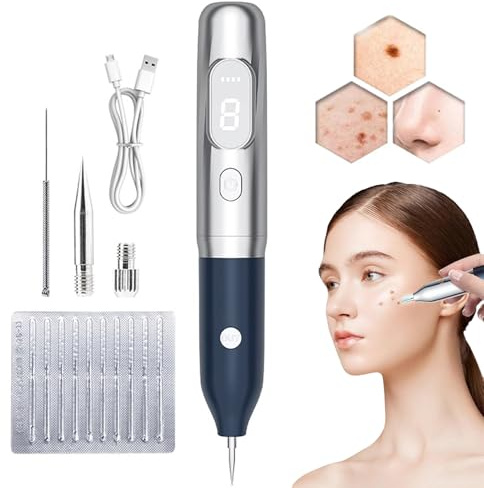 Lápiz De Plasma Láser - 9 Niveles De Intensidad, Dispositivo Para Eliminar Verrugas, Lunares, Pecas Y Manchas Oscuras Del Rostro, Limpieza De La Piel Mediante Carbonización Ionizada,Luz Roja Y Azul