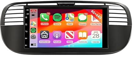 gioco senza fili Per Fiat 500 Navigazione GPS Wireless Carplay Android 2Din Autoradio(4G 64G Radio white)