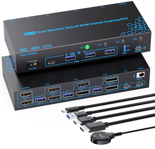 KVM Swith - Monitor ibrido a 4 porte per laptop e desktop