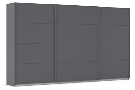 Rauch Möbel KULMBACH, Schwebetürenschrank, Grau metallic, Breite 360 cm | Kleiderschrank mit Schwebetüren, Schiebetüren, 3-türig, Zubehör Classic, für Schlafzimmer, Jugendzimmer, Garderobe, Flur