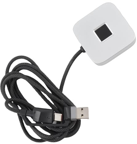 ASHATA USB Fingerprint Reader, 360 Degree Touch Fast Recognition Biometric Fingerprint Scanner Dongle, Security Key for 10 11 Hello Laptop PC (Silver)