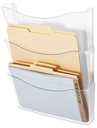 Rubbermaid Unzerbrechliches erweiterbares Wandordner-Set mit drei Fächern, transparent (65976)