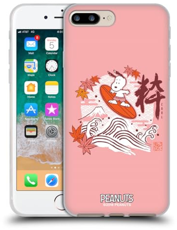 Head Case Designs Officially Licensed Peanuts Surf Oriental Snoopy Gel Case [Military Grade Protection] Compatible with Apple iPhone 7 Plus/iPhone 8 Plus and Compatible with MagSafe