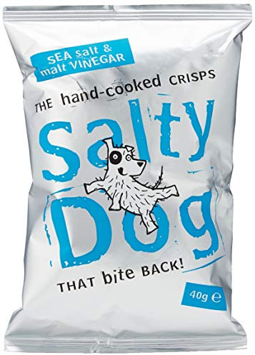 Salty Dog Salt & Malt Vinegar Crisps Mulitipack 30 x 40g Box | Handcooked Crisps 40g Grab Bag Ideal for Lunch and Snacking