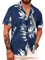 APTRO Herren Hemd Hawaiihemd Kurzarm Hemd Freizeit Urlaub Hemd Reise Shirt Sommer Hemd Blatt Blau HW024 XL