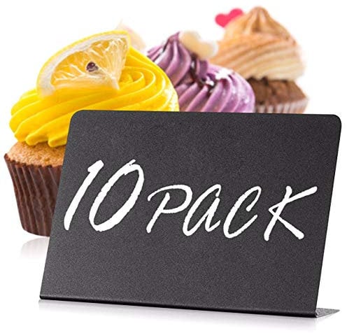 10er Kreidetafel Klein - Schwarz Kleine Tafeln zum Beschriften - A7 Schilder zum Beschriften - Preisschilder Aufsteller - Mini Tafeln zum Beschriften - Preisschilder Tafel Klein - Mini Kreidetafeln