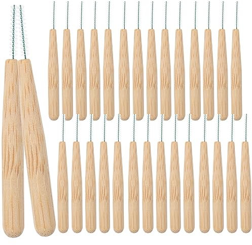 HEALLILY Lot de 30 brosses interdentaires avec manche en bambou 1,0 mm entre les dents, brosse à dents pour hygiène bucco-dentaire gingivale