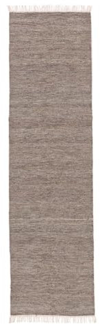 RugVista Melange, Teppich, Kelim Modern, 400 x 80 cm, Rechteckig, Mittlerer Stapel, Wohnzimmer, Esszimmer, Schlafzimmer, Diele, Nur chemische Reinigung, Care & Fair Zertifiziert, Braun