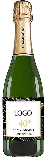 Bottiglia di Champagne personalizzato - Gadget aziendale personalizzato con logo, Idea per regali aziendali, strenne natalizie, cesti e merchandising (Cornice, 0,75L)