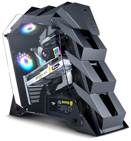 Vetroo K1 Pangolin Mid-Tower ATX PC-Gaming-Gehäuse, Dual-gehärtetes Glas, USB 3.0 I/O-Panel, hoher Luftstrom, Computergehäuse, max. 360 mm Wasserkühler-Unterstützung (Lüfter sind nicht im Lieferumfang