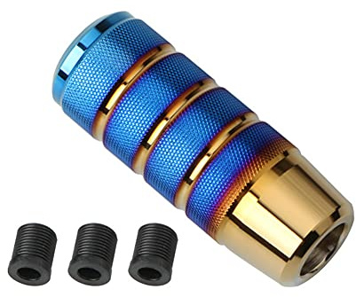 Asudaro Universal Schaltknauf, Auto Handschaltknopf 9.5CM Aluminiumlegierungs Schaltkopf mit 3 Adaptern Universal Auto Truck Racing Schaltknauf Stick Manuell Schaltknauf Kappe,Blau