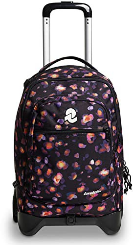 Trolley Invicta Scuola & Tempo Libero, New Plug Nero, Rosa - Zaino sganciabile - CROSS OVER SYSTEM - Doppio uso