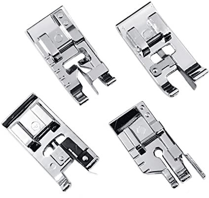 FQTANJU Lot de 4 pieds presseurs pour machine à coudre - 1/4 - Pied presseur pour patchwork - Pied pour couture et surjet - Pour la plupart des machines à coudre Singer à tige basse