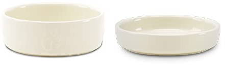 Scruffs Icon 2 Piece Cat Food & Saucer Set - Cream