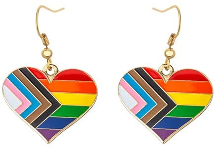 Progress Heart Shape Dangle Ohrringe Gay & Lesbian LGBT Pride Geschenke Rainbow Schmuck