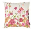 Proflax Kissenhülle Bloomfield, Herbstlicher Blütenprint auf 100% Bw, Farbe Rot/Natur, Verschiedene Größen, Größe (40 x 60 cm)