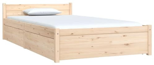 vidaXL Cadre de Lit avec Tiroirs Sommier à Lattes Lit Simple Lit Adulte Cadre à Lattes sur Pied Meuble de Chambre à Coucher 90x190 cm