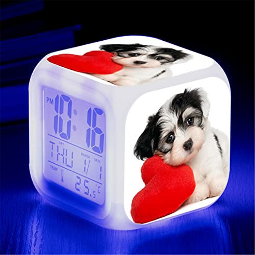 Wecker Hund, Wecker Digital mit LED, Wecker Kinder Junge Mädchen Geschenk, Nachtlicht, Snooze, Batteriebetriebene Weckuhr (G)