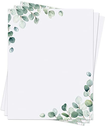 Roowest 150 Sheets Greenery Leaf Printer Paper 8.5 x 11 Border