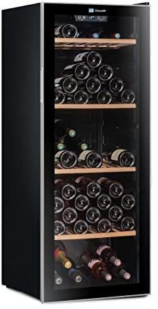 Climadiff- Weinkühlschrank CS105B1, 105 Flaschen, Temperier-Servier-Weinschrank, Glastür aus UV-undurchlässigem Glas, Temperaturbereich von 5°C bis 20°C, freistehend