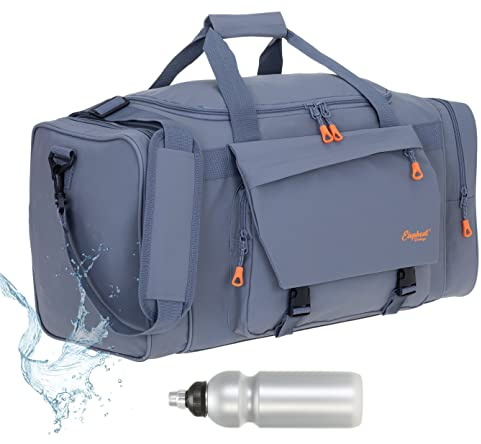 Elephant Sporttasche Plane Tour Tasche 55 cm Gymbag 1304 Grau + Flasche | Saunatasche Bag mit Yogamatte-Halterung Saunatasche Large Sport Studio Weekender Titan Grey