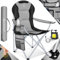KESSER® Campingstuhl faltbar bis 150 kg Angelstuhl Faltstuhl Klappstuhl Gepolstert mit Armlehnen, hohe Rückenlehne Strandstuhl, Klapphocker inkl. Campinglicht Getränkehalter Tasche & Becher Grau