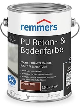 Remmers Pintura PU para hormigón y suelo marrón rojo, 2.5 litros, Pintura para pisos y hormigón, Para soleros/hormigón/paneles de fibrocemento - resistente a la tensión y a los productos químicos