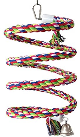 Vogelschaukel Baumwollseil Sitzstange Aufhängen Im Käfig Spiral Bungee Spielzeug Für Wellensittiche Nymphensittiche Kleine Sittiche Spiralseil Sitzstange