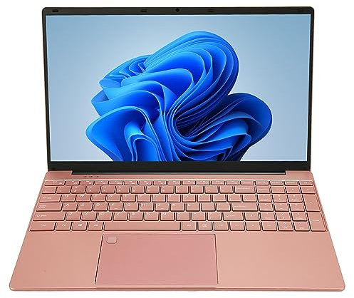 Airshi Ordinateur Portable PC 15,6 Pouces HD Ordinateur Portable Rose Lecteur d'empreintes Digitales Léger 2.4G 5G WiFi 100-240V étudiant (32+1 to Prise UE)