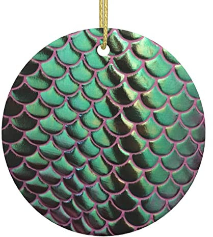 Christbaumschmuck Xmas Keramik Hängende Anhänger Porzellan (Meerjungfrau Fischschuppen lila)