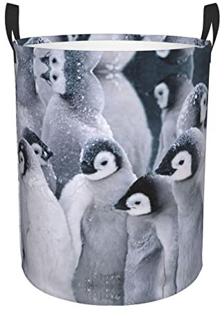 Nette Pinguin Druck Runde Wäschekorb Mit Griffen Wasserdicht Wäschekorb Für Badezimmer Runde Lagerung Korb