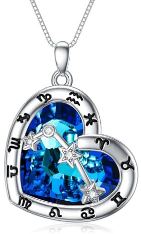 enjoylifecreative Damen Widder Sternzeichen Halskette Sterlingsilber Aries Sternbilder Stern Kristall Anhänger Kette Horoskop Astrologie Geburtstag Schmuck Geschenke für Frauen Mädchen