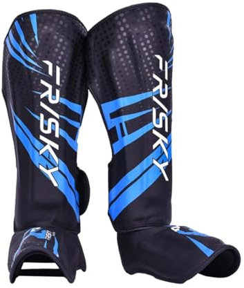 Baoblaze Muay Thai Schienbeinschoner, Schienbeinschoner Kickboxen, Schienbeinschützer Kampfsport Spannschützer, Dicker Schienbeinschutz für Kicks im Kickboxen MMA Muay Thai, M Blau Schwarz