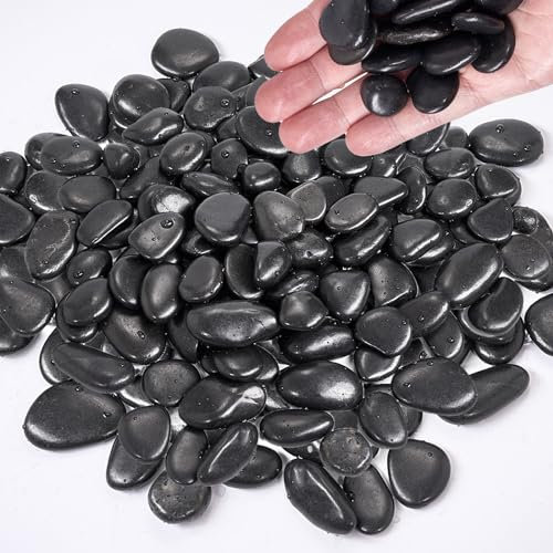 1.8 KG Kieselsteine, 1-2CM Schwarze Steine, Dekosteine Schwarz, Dekosteine, Steine Garten, Kieselsteine Garten, Polierte Dekosteine,Dekosteine Garten,Dekosteine für Vasen,Dekosteine Kieselsteine Natur