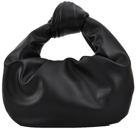 CRGANGZY Damen Handtaschen Geknotete Tote Bag Halbmond Henkeltaschen Damen einfarbig PU Leder plissierte Clutch gerüschte Schultertasche Moon Bag Geknotete Taschen Hobo Bag