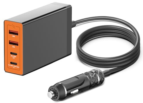 KFD 156W USB C Auto Ladegerät Zigarettenanzünder KFZ Netzteil für MacBook Air 13 15 M4 2025 M3 2024 Pro 16 14 2024 Surface Book 3 140W DC 12V-24V Laptop PKW Ladekabel Multi-Port-Laden DC Adapter