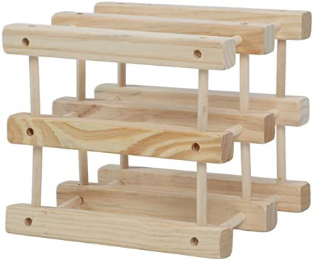 KIMISS Stackable Wine Rack Wood Stackable Modular Wine Rack Wine Holder Wine Storage Shelf Standing Wine Racks for Countertop Cabinet Kitchen Bar Fits 6 Bottles