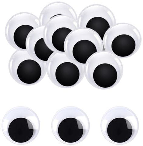 16 Stück Selbstklebende Wackelaugen, 50mm Kulleraugen Selbstklebend, Kunststoff Augen zum Basteln,Puppe Augen, Schwarze Wackelaugen, Bastelaugen, Wiggle Googly eyes für DIY Kunsthandwerk Dekoration