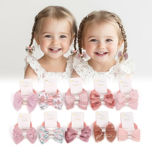 BIANHUAN Boutique Haarschmuck mit Schleife für Babys – 20 Stück 3,1 cm elastische Pferdeschwanzhalter mit Schleifen für Kleinkinder und kleine Mädchen (Set-A)