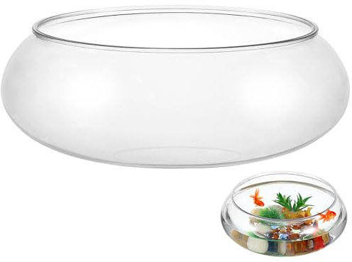 Happyyami Durchsichtiges Fischglas Aus Kunststoff Blumenvase Mit Breiter Öffnung Rundes Terrarium Betta-Tank Aus Kunststoff Kleines Aquarium Hydroponische Vase Pflanzgefäß Goldfischglas Als