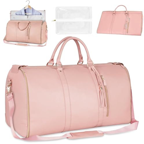 Reisetasche Faltbar, Handgepäck Tasche, Faltbare Reisetasche, Wasserdichter Reisetaschen, Travel Bag, Kleidersack Reisetasche, Foldy Bag, Carry on Luggage, Tragbarer Kleidersack (Rosa)
